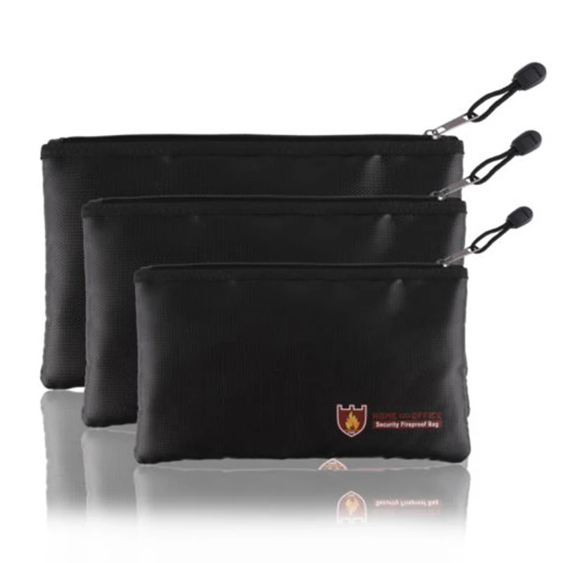 Fireproof Fire Resistant Money Safe Cash Box Secret Document Bag File Pouch Case Fireproof Bag Envelope File Folder Cash