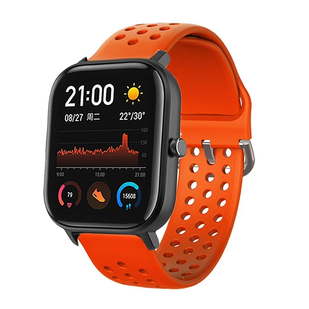20Mm Dây Silicon Dây Đeo Xiaomi Huami Amazfit Bip 1S/GTS 2/BIP Lite/GTR 42Mm Ban Nhạc Thể Thao Đeo Tay Vòng Tay Correa