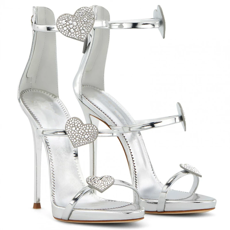 

2021 Summer Shoes Woman High Heeled Sandals Thin Heels Platform Gladiator Sandalias Peep Toe Silver Crystal Roman Sandal Pumps