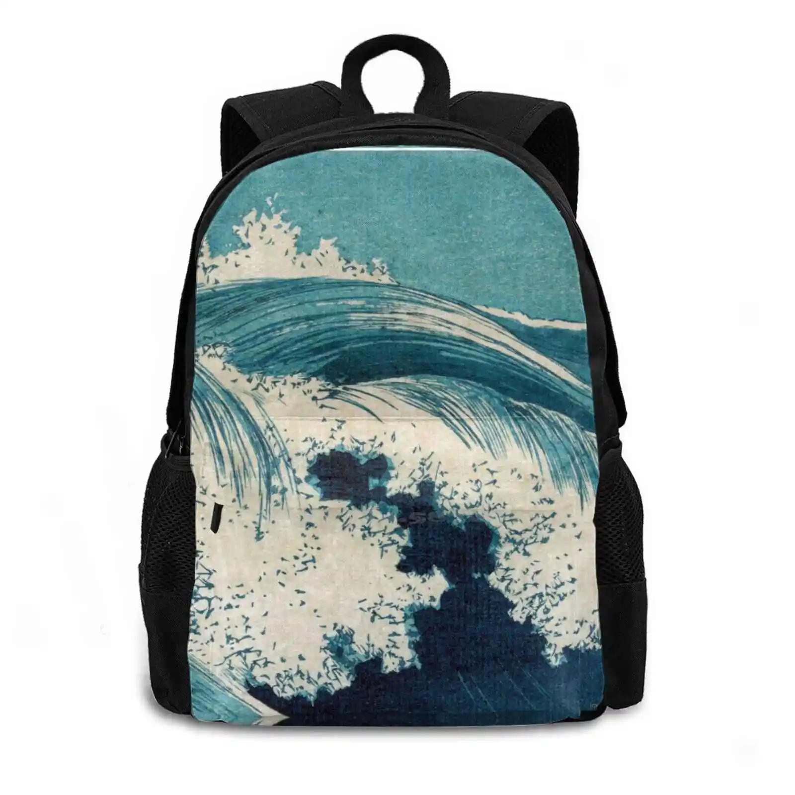 Tir-Fa-Japan Print-Wave-B-Hatō Zu-Uehara , Bag Backpack For Men Women Girls Teenage 1920 Japan Japanese Hatō Zu Uehara 1920 Sea