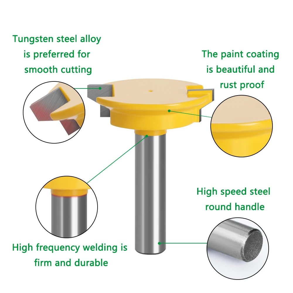 LAVIE 12mm 1/2” shank Straight Drawer Molding Router Bit Drawer Lock Tenon Knife Plug Wood Milling Cutter Door Woodworking Tool