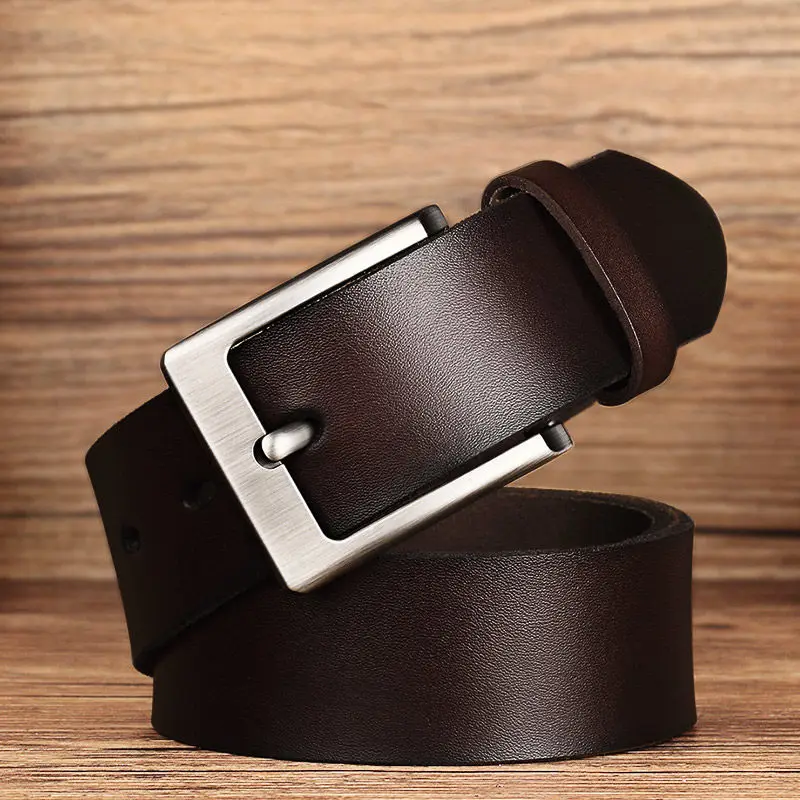 Cow Genuine Leather Belt for Men High Quality Metal Pin Buckle Jeans Belt Cowskin Casual Belts Business Belt Cowboy Waistband