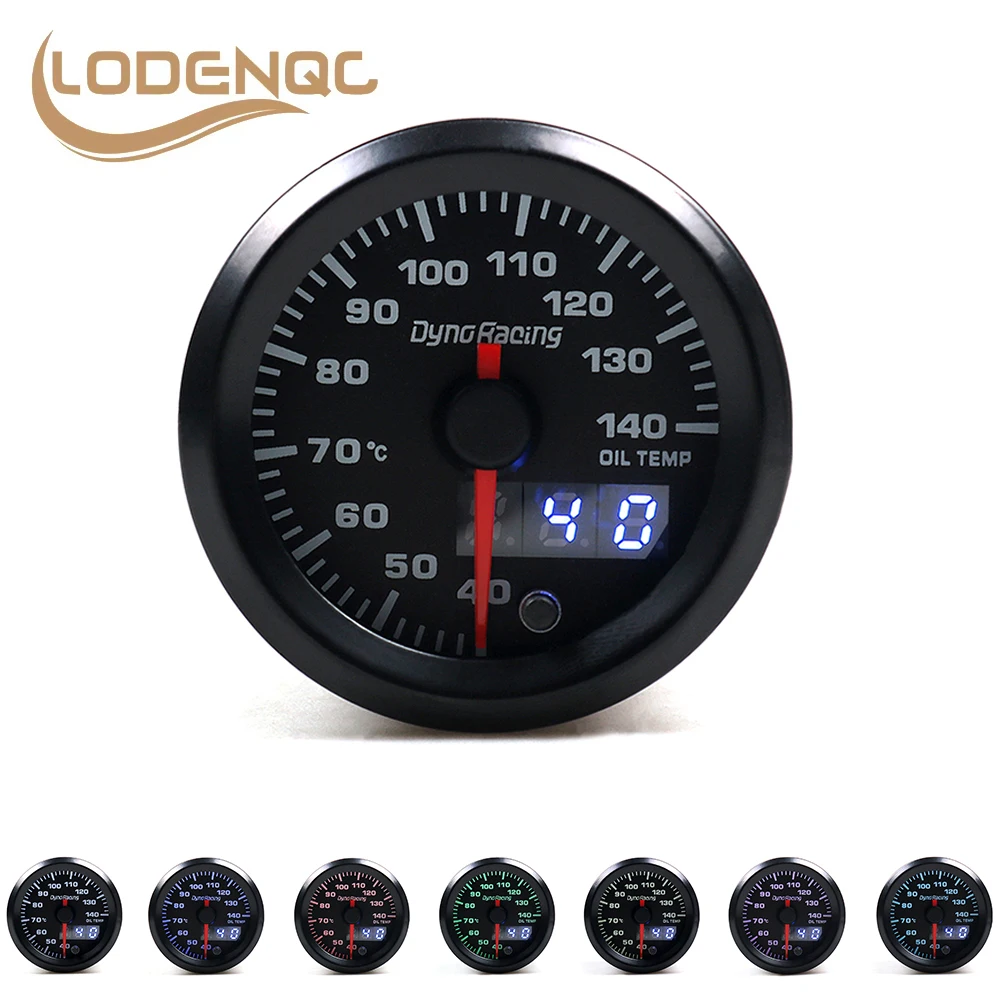 

Автомобильный измеритель температуры масла Lodenqc 52 мм двойной дисплей 7 цветов Led 40-140 градусов Цельсия измеритель температуры масла с шаговым двигателем