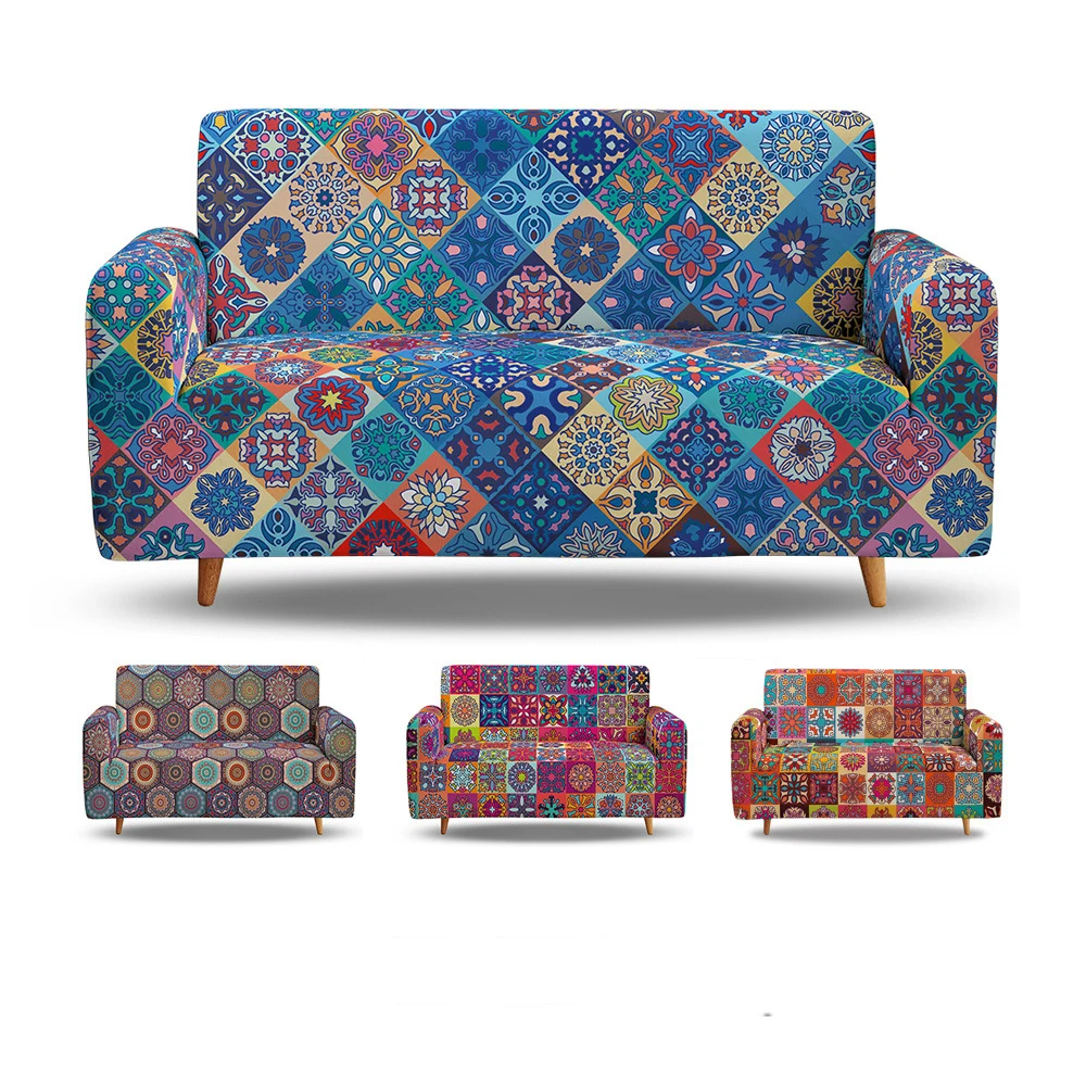 

Cushion Cover 1/2/3/4 Seater Cover For Sofa Bohemian Pattern Elastic Sofa Cover Living Room Corner Sofa Cover