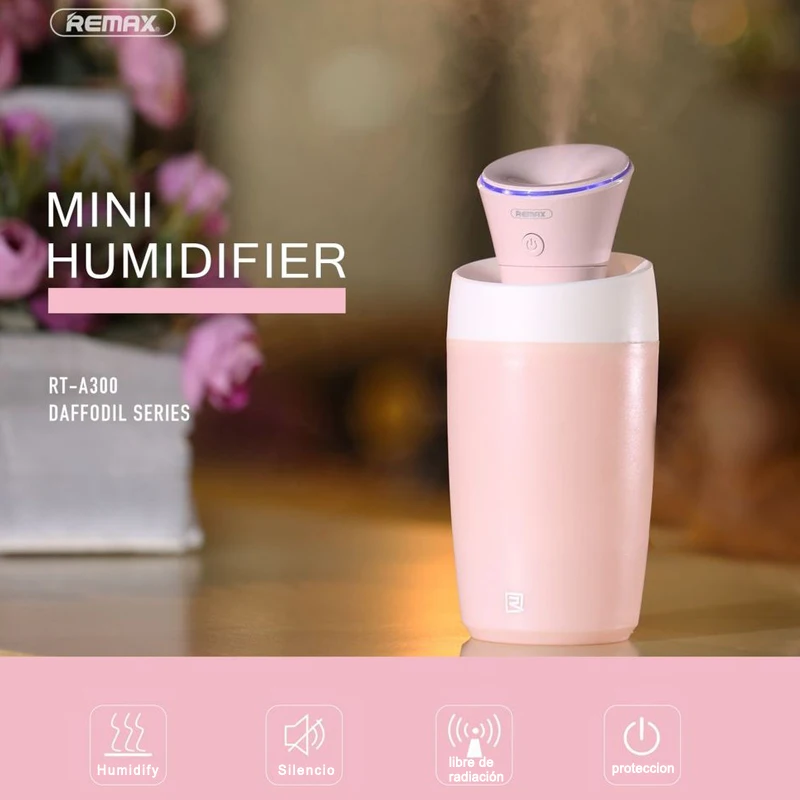 REMAX RT-A300 LED light humidifier, aromatherapy diffuser, ultrasonic humidifier, USB connection, for travel/office/home/car