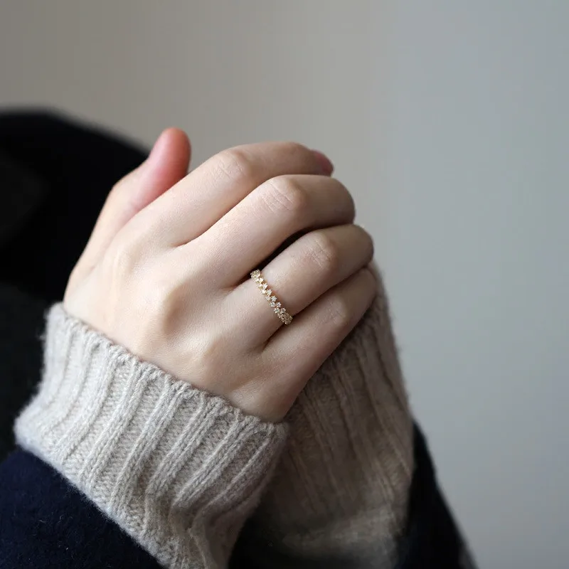 925 Sterling Silver Simple Star Ring For Women Pavé Crystal Sweet Romantic 14k Gold Plating Wedding Jewelry Girlfriend Gift