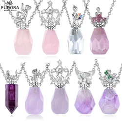 Eudora Natural Crystal Amethys Pendant Necklace Fine Simple Aromatherapy Essential Oil Women Natural Stone Healing Reiki Jewelry