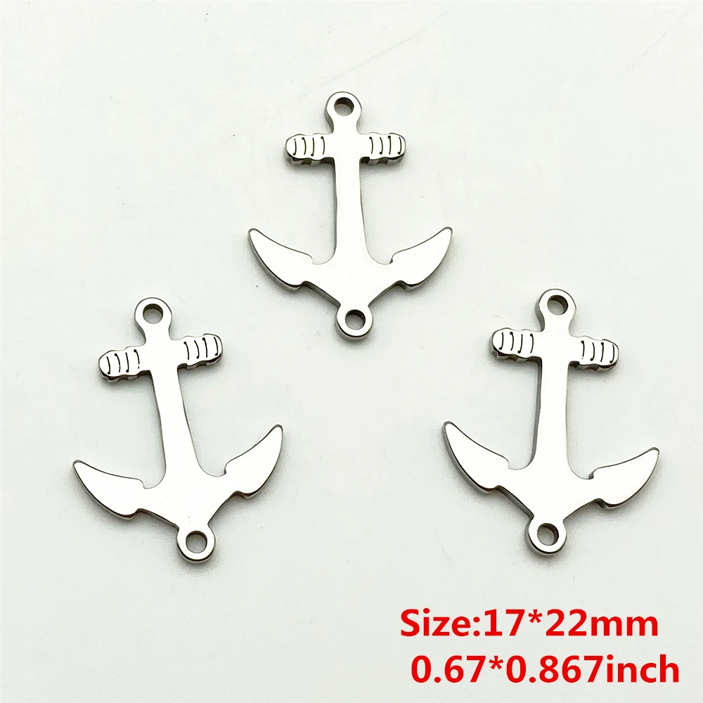 Big Anchor Charm 10pcs Connector Stainless Steel 2side pattern ocean anchor Rudder Connectors Jewelry Handmade Diy Jewelry Make