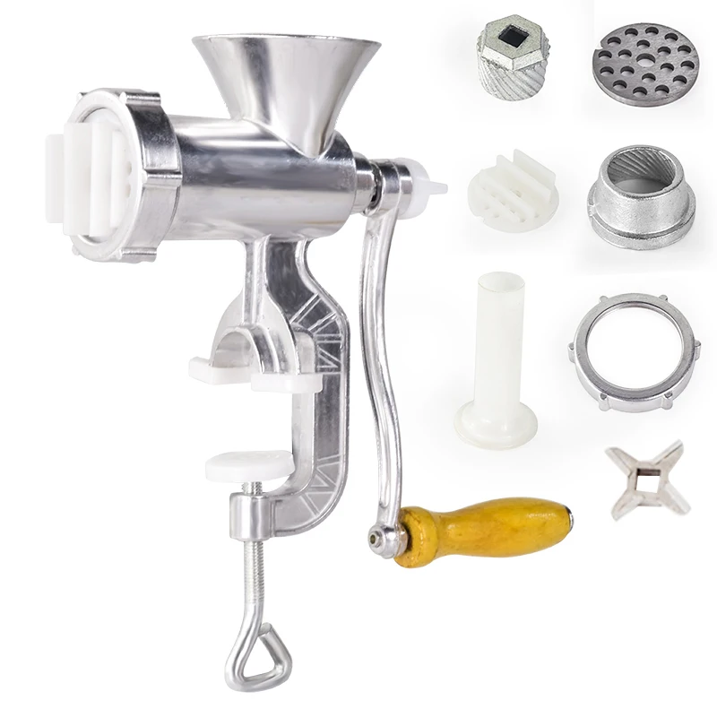 Aluminium Alloy Hand Operate Manual Meat Grinder Sausage Beef Mincer With Tabletop Clamp Kitchen Home Tool