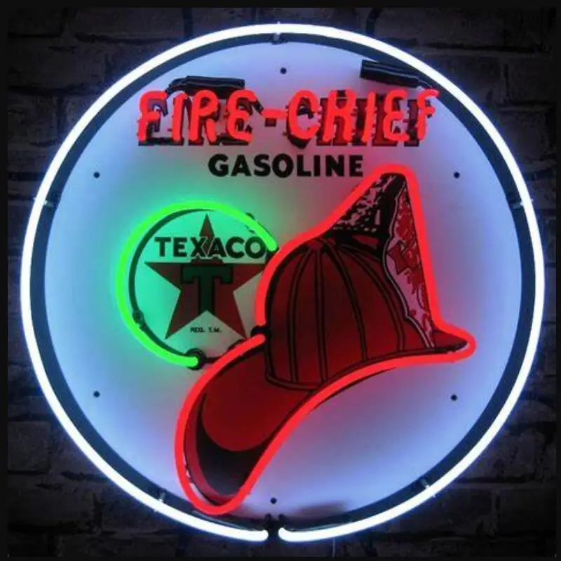 

Custom FIRE CHIEF GASOLINE TEXACO Glass Neon Light Sign Beer Bar