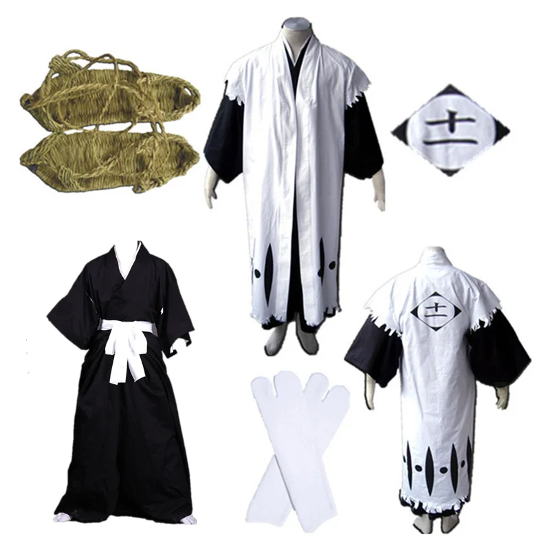 

Anime Death Cosplay Zaraki Kenpachi 11th Division Captain Black white kimono Cosplay Costume Halloween