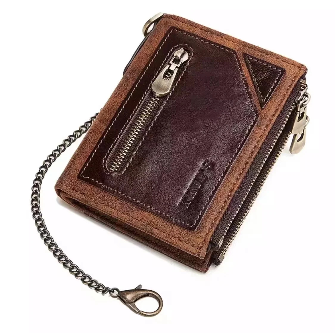 Cow Leather Men Wallets with Coin Pocket China  Vintage Male Purse Function Brown Genuine Leather Men Wallet with Card Holders