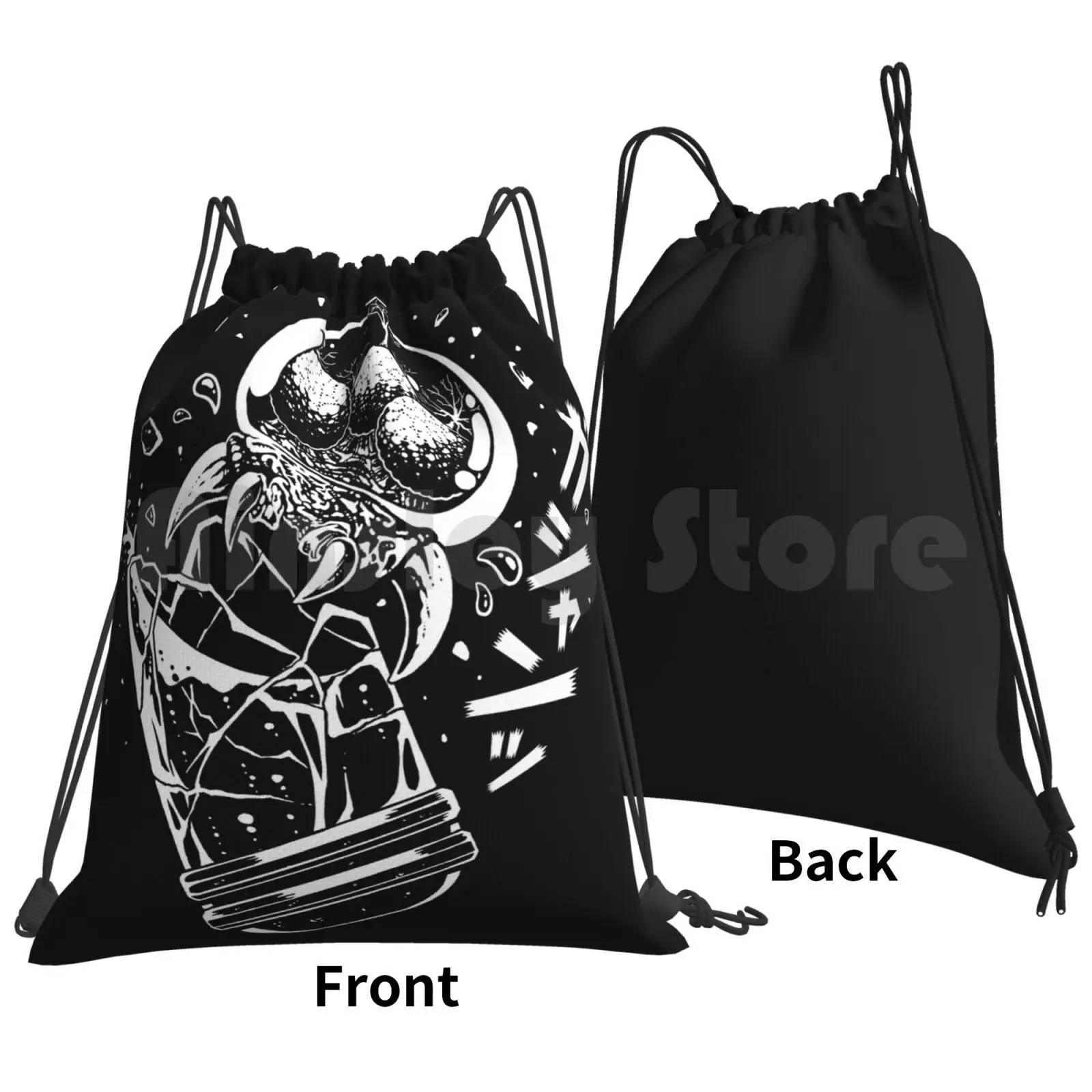 Breaking Free Backpack Drawstring Bag Riding Climbing Gym Bag Monster Scary Halloween Manga One Color One Color Design