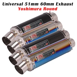 Universal Yoshimura Round 60mm sistemi di fuga di scarico per moto modifica silenziatore in fibra di carbonio da 51mm con DB Killer per R15 CBR 500