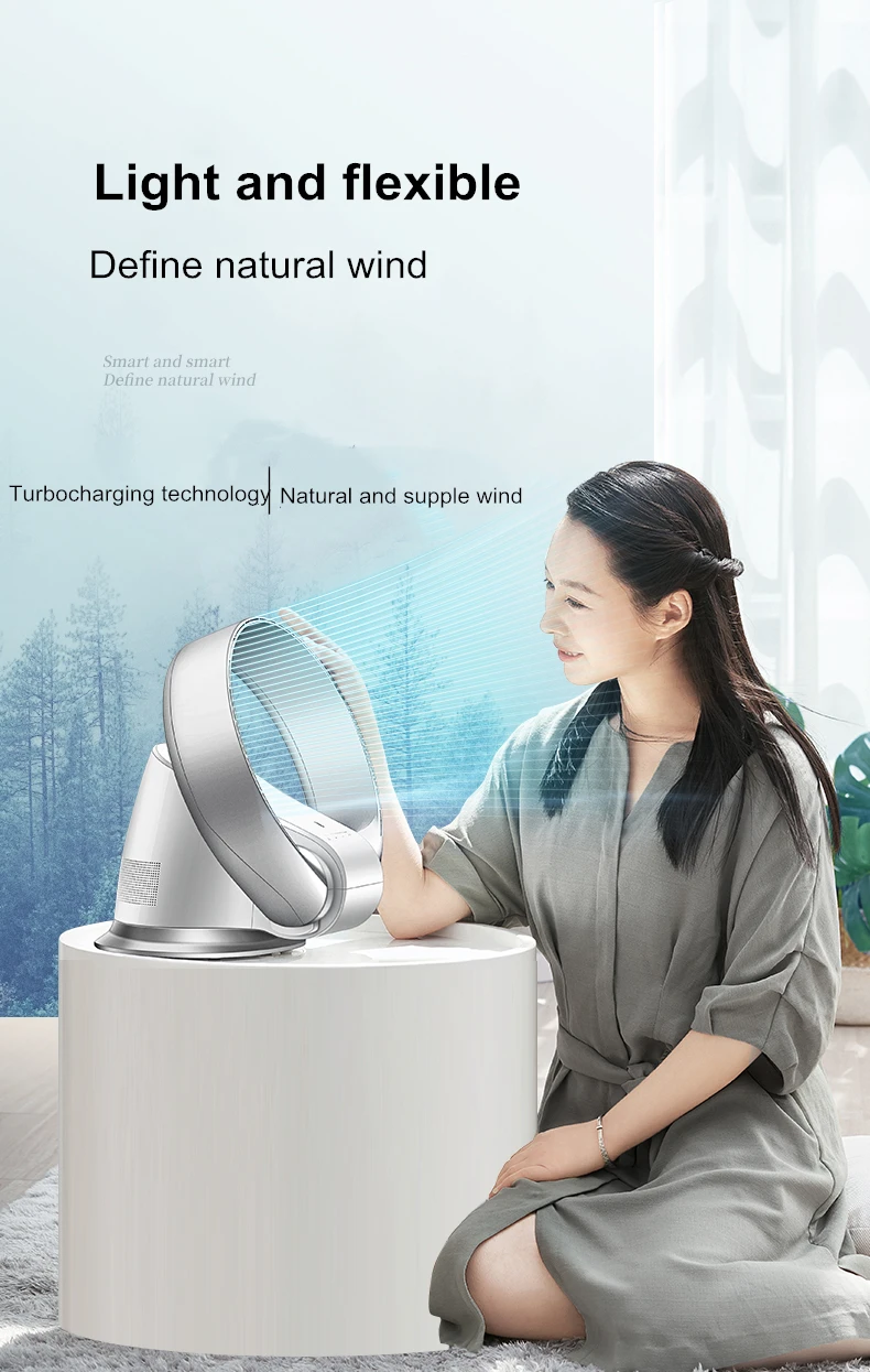 Elektrische Stumm Fan mit Fernbedienung Gesteuert Blattloser Leistungsstarke Weiche Wind Wand Fan für Home Desktop Turm Fan 180 Grad Schwingen – Detail 3