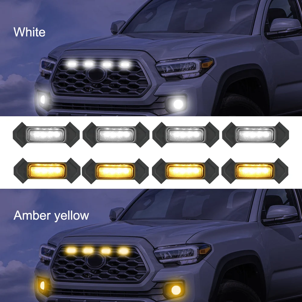 Car Styling Accessories For 2016-2020 Toyota Tacoma 4Pcs/Set Car LED Grille Amber Lights Front Grille Lighting Kit 12V