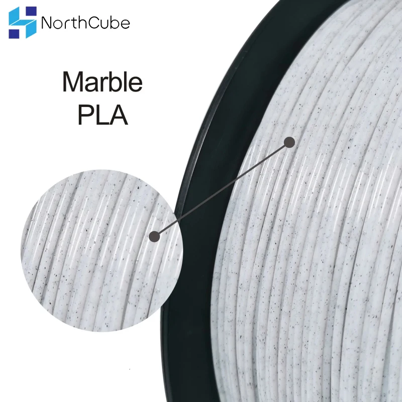 NORTHCUBE 3D Printer Filament Marble Like PLA Filament 1.75mm 1kg Dimensional Accuracy +/- 0.05mm White Color for 3D Printer