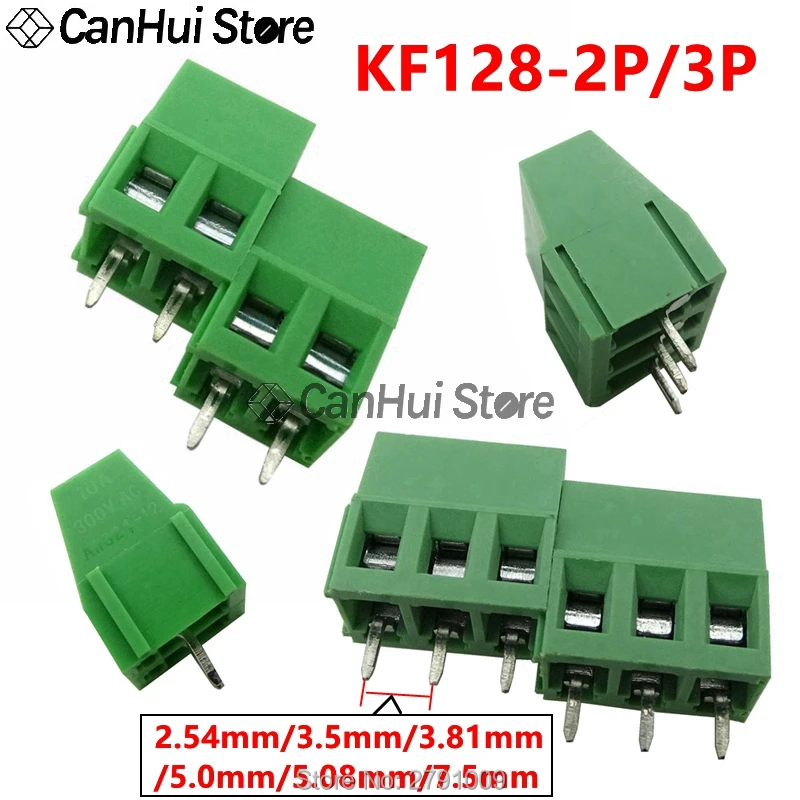 10szt KF128-3P4P5P6P7P8P9P10P12P14P16P 2PIN 2.54/3.5/3.81/3.96/5.0/5.08/7.5 MM Skok PCB Zaciski śrubowe Bloki Złącze 300V10A