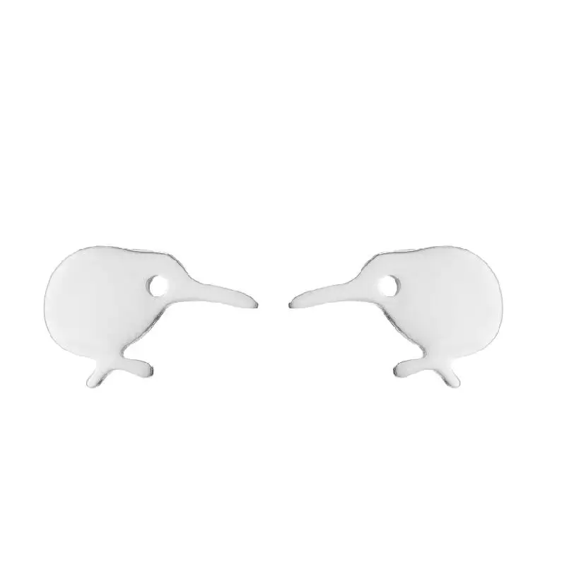 1 pair Cute Kiwi Bird Earrings For Girl Kids Stainless Steel Animal Tiny Small Stud Stylish Jewelry Personality Gift oorbellen