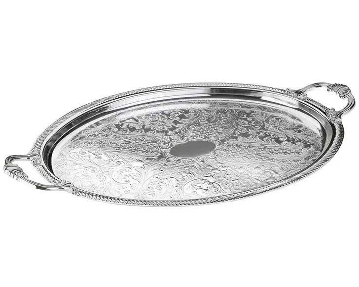 DOLBOVI Porio Silver Handle Oval tray 50x32 tray поднос plateau de service