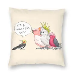 Funny Cockatoo Cockatiel Square Throw Pillow Cover Home Decor 3D Double Side Printing Parrot Birds Cushion Cover for Sofa