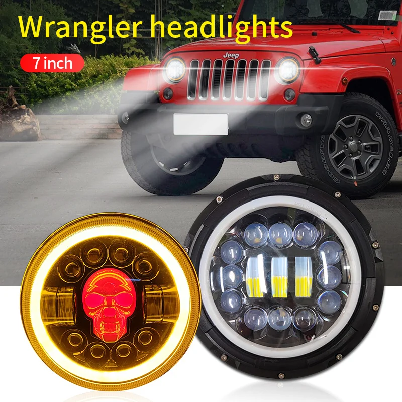 

7 Inch LED Headlights 3.75 Inch 4 Inch Round Headlamp DRL 106W Hi/Lo Beam Angel Eyes for Yamaha Jeep Honda Wrangler Offroad 4x4