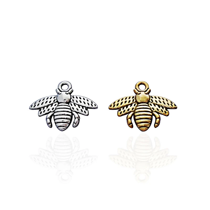 30 x Tibetan Silver/Gold Color Insect Bumble Bee Honeybee Charms Pendants Beads for DIY Jewelry Making Findings Accessories