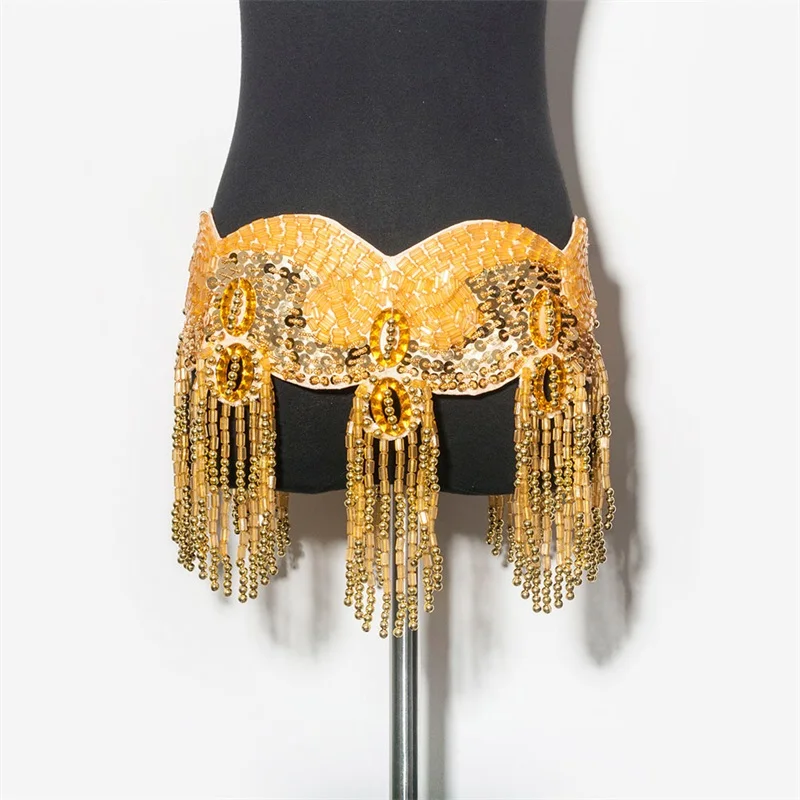 Fringe beaded belt sequin belly dance belts stage Women belly dancing belt belly dance costume belly dancing hip belt dancewear