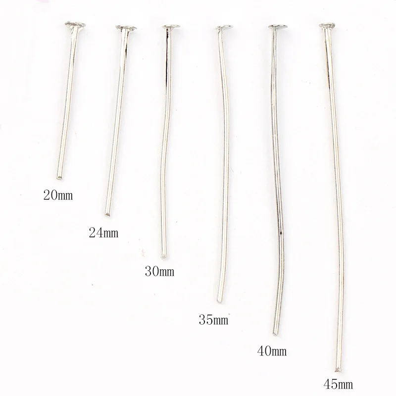 200pcs/lot Flat Head Pins 20 30 40 50mm Gold Color Rhodium Metal Headpins For Jewelry Findings Making DIY Accessories Supplies