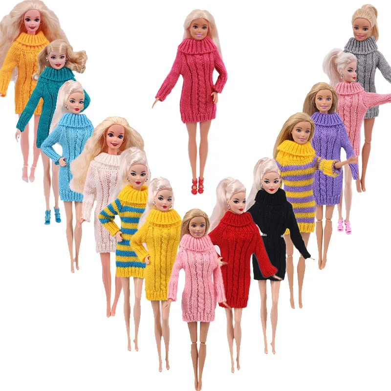 High Quality Handmade Knitted Pure Cotton Sweater Dress Tops Options Doll Sweater For Barbies Doll 11.5 Inch Girl