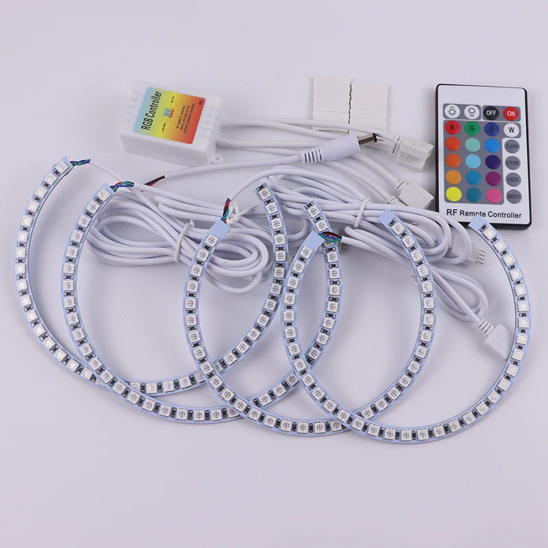 Headlight Multi-color RGB LED Angel Eyes  Ring Eye DRL RF Remote Control for BMW E36 E38 E39 E46 projector 4x131 Accessories