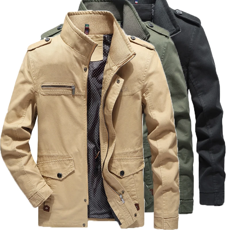 Autumn Jacket Men 100% Cotton Business Suits Casual Cargo New Multi-pocket Jacket Coats Male Chaqueta Hombre Windbreaker