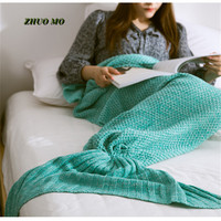 Mermaid Tail Throw Blanket for Kids, Yarn Knitted, Handmade Crochet, Super Soft, Sleeping Bed Wrap, Rose Pink