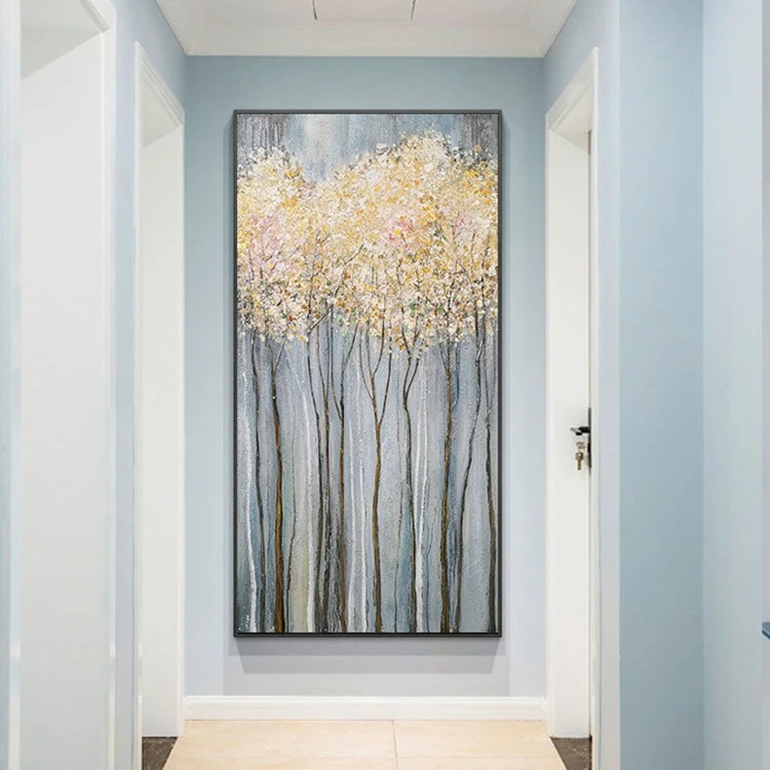 Custom Handmade Canvas Oil Painting Fortune Tree Modern Small Luxury Home Decorative Art Mural Bedroom Living Room Hotel Office