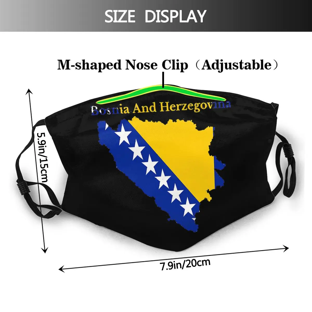 Bosnia And Herzegovina Flag Map R282 Humor Graphic R282 Activated Carbon Filter Mask