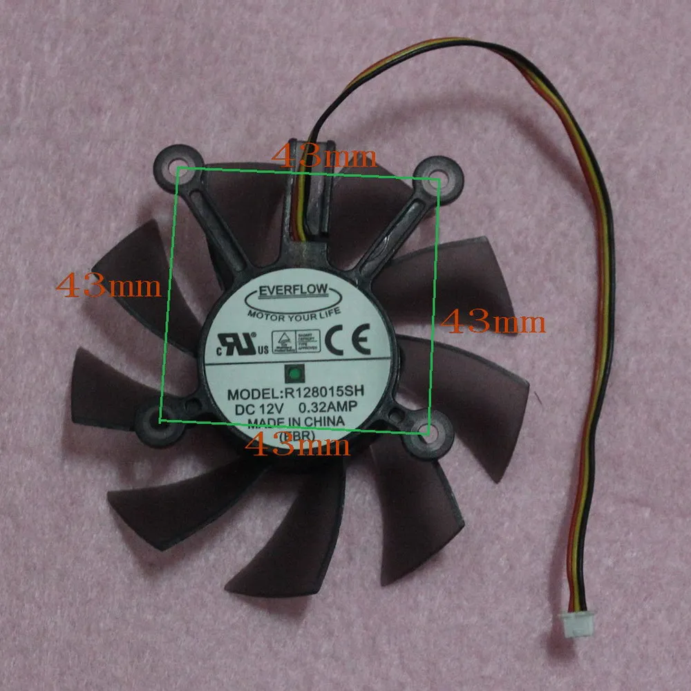 R63 R128015SH 75mm Video Card Fan Replacement 4 x 43mm 12V 0.32A 3Pin for ASUS 9600GT 9800GT 9800GTX GT240 GTS250 HD4850 HD4870