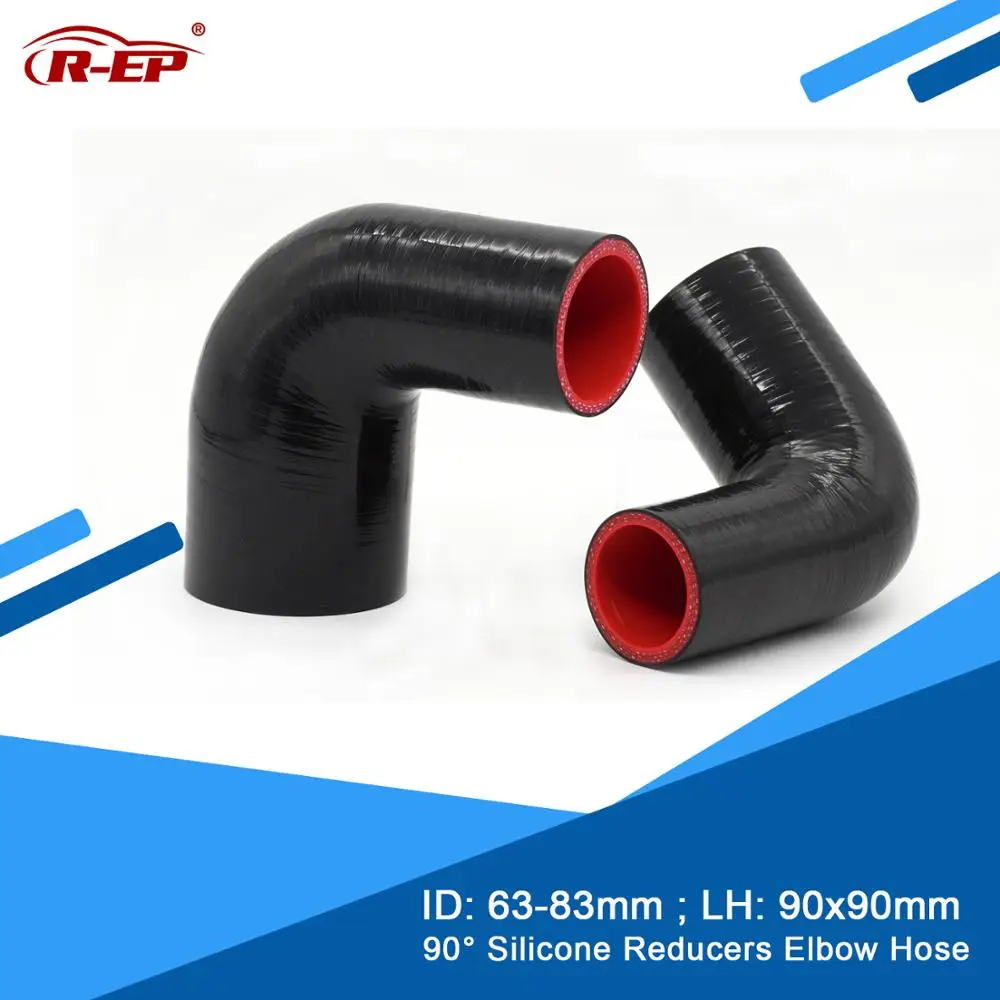 R-EP 90 degrees Reducer Silicone Elbow Hose 63-83MM Rubber Joiner Inter cooler Air Intake Pipe for Radiator Tube High Pressure