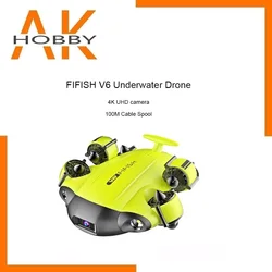 FIFISH V6 Underwater Drone OMNI-directional Compact ROV with 4K UHD Camera 100M Cable Spool 64G Internal Storage Bundle