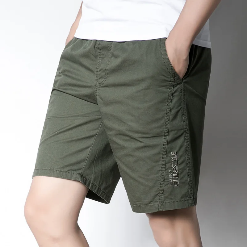 Summer Cotton Solid Shorts Men 2023 New High Quality Casual Business Social Elastic Waist Men Shorts Beach Shorts