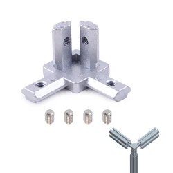 1pc Silver 2020 L Type 3-Dimensional Bracket Concealed Corner Connector Eu Standard 20/30/40Aluminum Profile Parts with Top wire