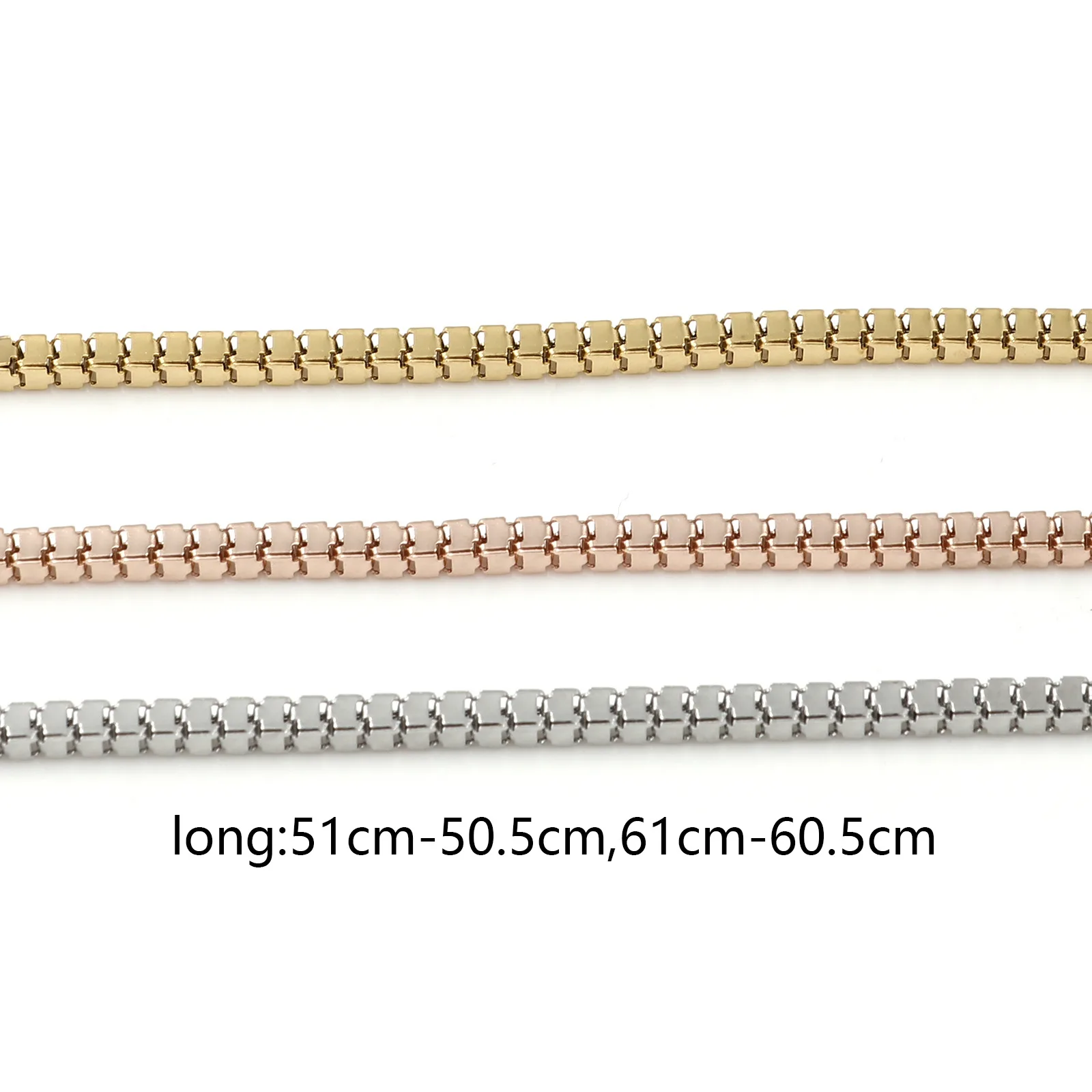 High Quantity Stainless Steel Box Chain Neckalace Silver Gold Rose Gold Chain Necklace on the Neck Collar Jewelry Gifts, 1 Piece