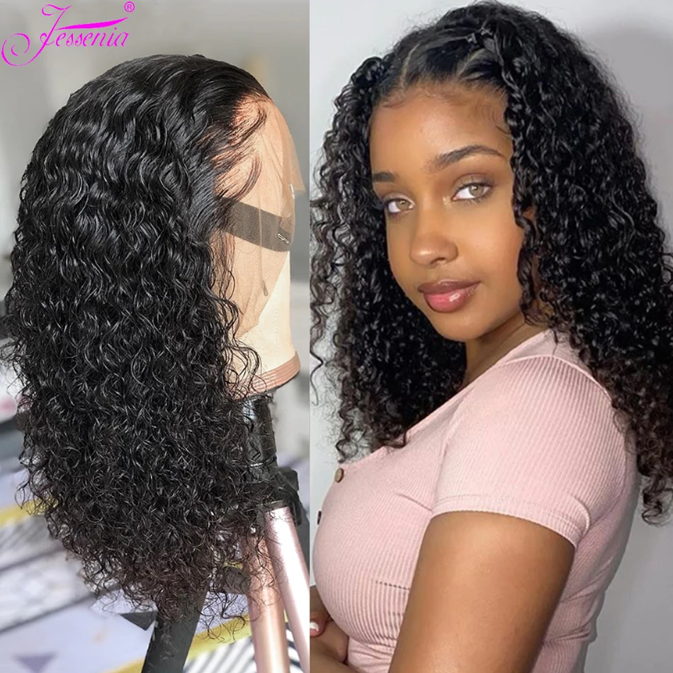 Glueless curto Bob peruca, Kinky peruca encaracolada, Lace Frontal, pré arrancado, Remy barato, 100% peruca de cabelo humano, 13x4, 8-16 polegadas, ir Jerry Curl