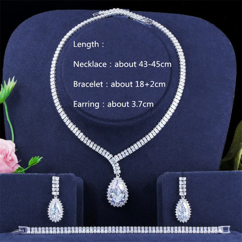 

CC Necklace Bracelet Earrings For Women Jewelry Sets Luxury Bridal Inlay CZ Dangle Accessories Wedding Jewelry set T0167