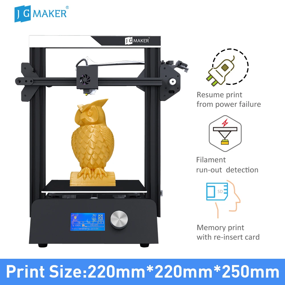 

JGMAKER Magic 3D Printer Diy Kit SD Card Print Filament Sensor Built-in Power Supply 220*220*250mm Print Size RU/EU/US Warehouse