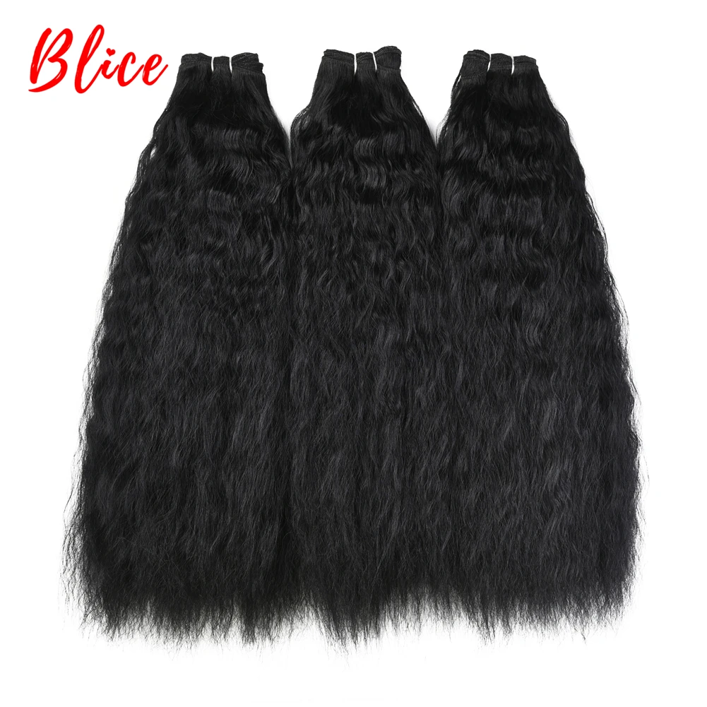 

Blice 18-24 Inch Natural Black Bundle 3PCS/Pack Long Bouncy Curly Weaving Heat Resistant Kanekalon Synthetic Hair Extension