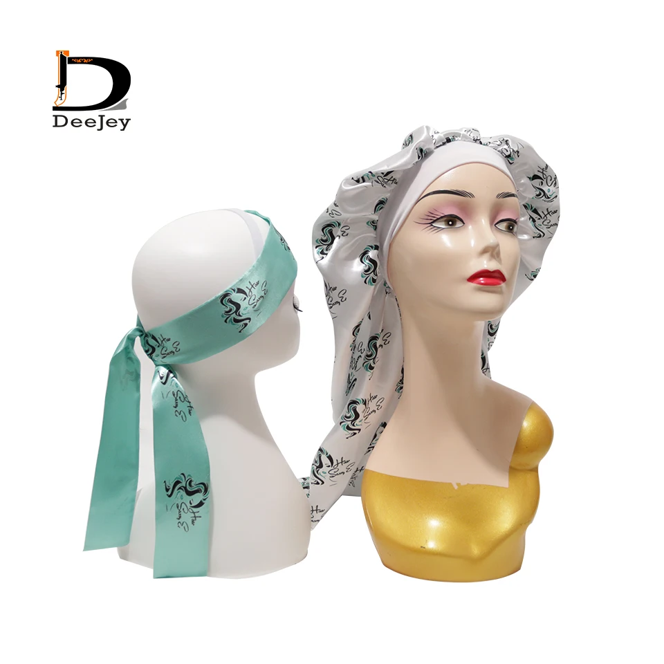 Custom Printed All Over Logo Head Wrap Satin For Wig Hair Headbands Soft Head Wrap Wholesale Designer Headband