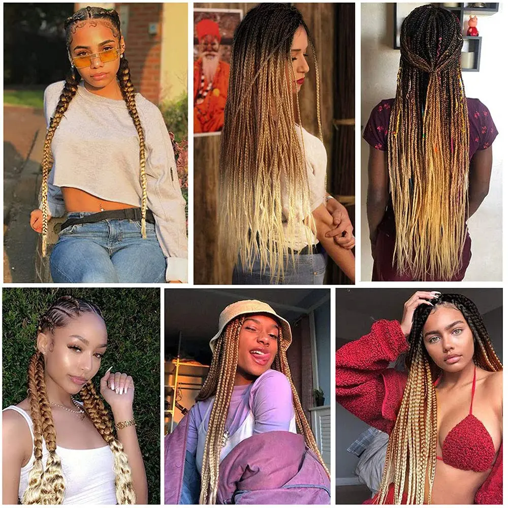 24" 100g Jumbo Box Braids Synthetic Hair Pre Stretched Ombre Braiding Hair Extensions Kanekalon Yaki Colorful Hair Expo City