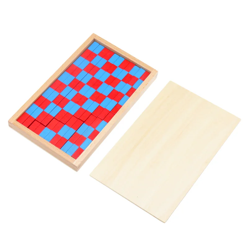 Juguete de matemáticas Montessori de tamaño pequeño, varillas azules y rojas, caja de varillas Rojas, Digital 1-10 con caja de madera, juguetes para niños, Aprendizaje Temprano