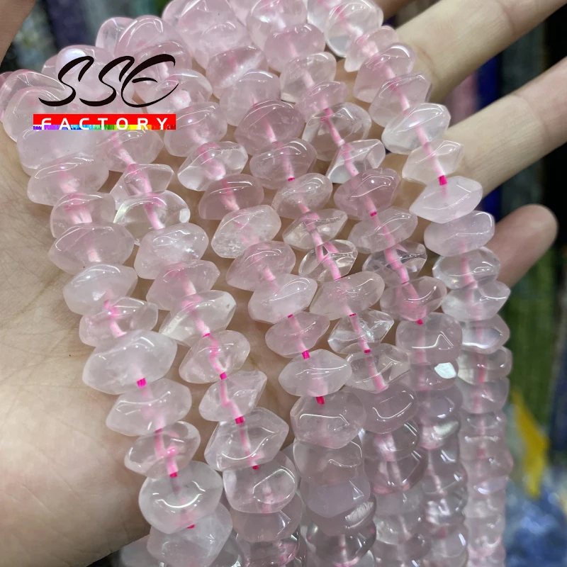 Natural Pink Quartz Crystal Beads Irregular Special Cut Genuine Loose Beads for Jewelry Making DIY Bracelets 6x11mm 15