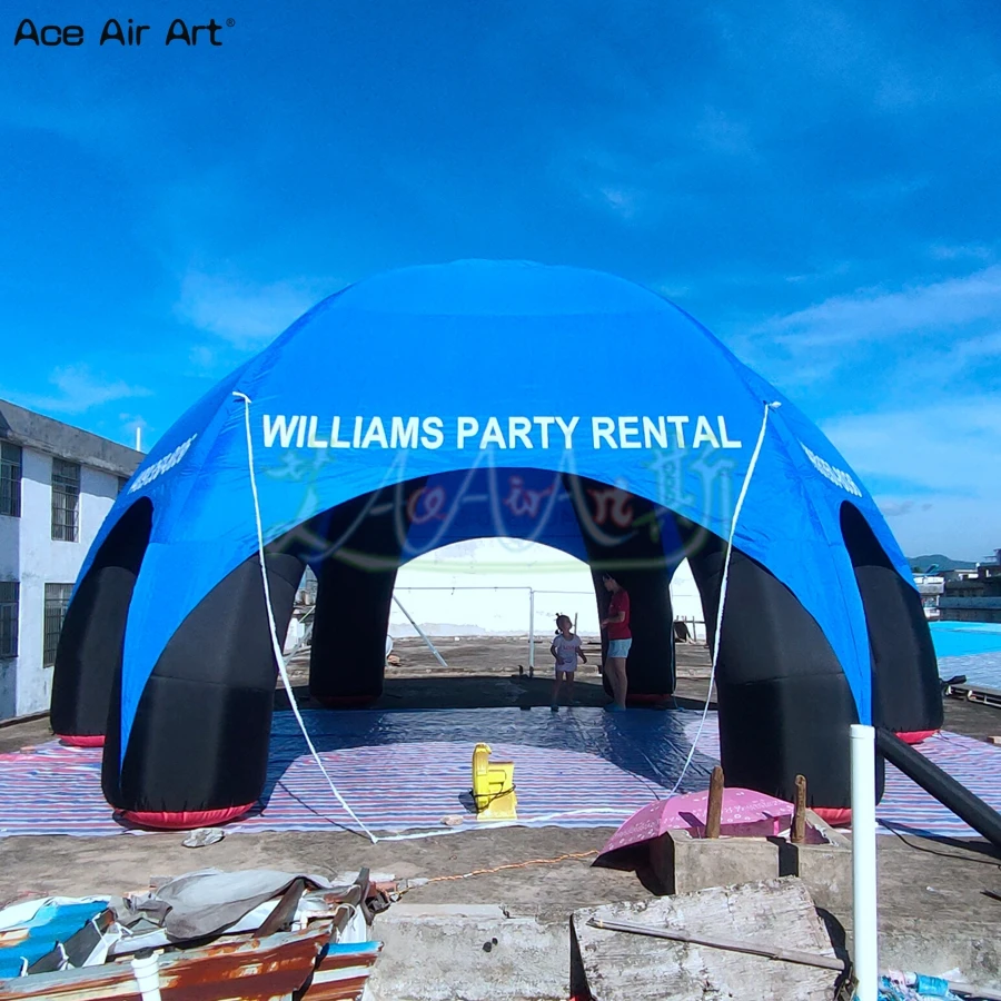 

Black Legs Blue Cover Party Tent Inflatable Spider Dome Canopy 8m Diameter Trade Show House Balloon for Rental in USA